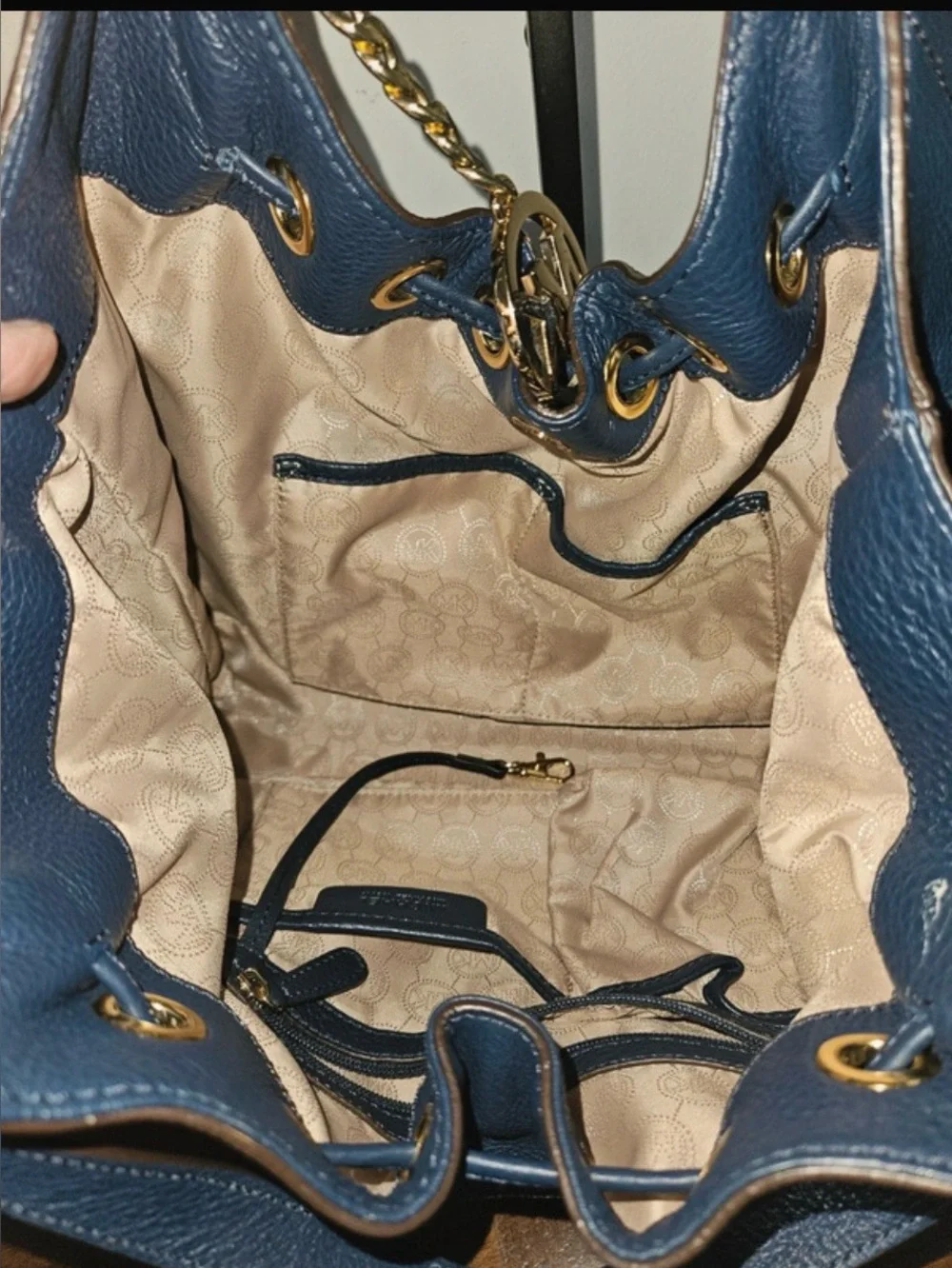 Michael Kors  Pebbled Leather Hobo with Gold Hardware and Tassel